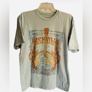 Women’s Nashville T-Shirt soft Country Music tee Light Blue Medium Cowgirl T